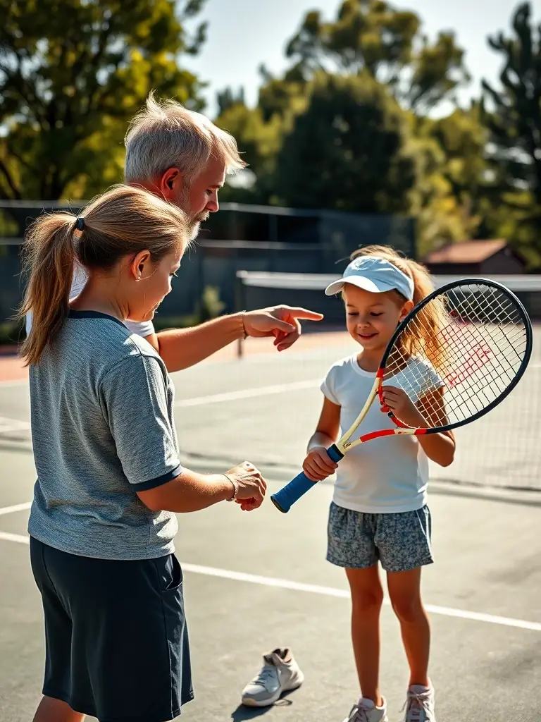A focused image of a private tennis lesson, highlighting the personalized coaching and attention to detail provided at TCN.